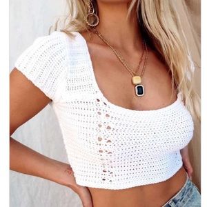 NEW boho crochet lace up crop top